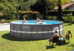 Каркасный бассейн Ultra XTR Frame Pool Intex 26334 + песочный фильтр насос 7900 л/ч, лестница, тент, подстилка (610х122) - фото 104237