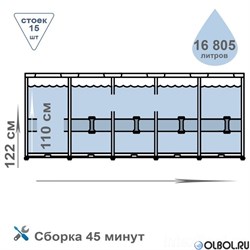 Каркасный бассейн Intex Greywood Prism Frame 26742 картриджный фильтр-насос (3785 л/ч)+лестница+тент+подстилка (457х122см) - фото 111754