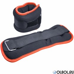 Утяжелители "ALT Sport" (2х1,0кг) (нейлон) в сумке (черный с оранжевой окантовкой) HKAW104-2 - фото 112545