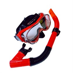 E39247-2 Набор для плавания взрослый маска+трубка (ПВХ) (красный) - фото 118580