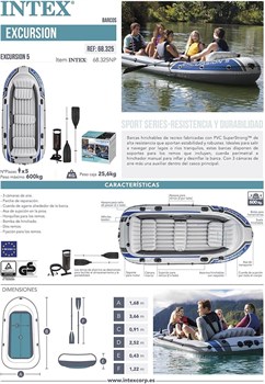 Надувная лодка Intex 68325 5-ти местная Excursion 5 Set + насос и весла - фото 121464