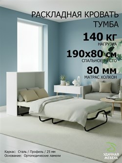 Раскладушка с матрасом, кровать-тумба Карина / Белый / 190x80x35 см - фото 132792