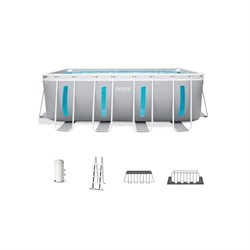 Intex 26770 / Прямоугольный каркасный бассейн Prism Frame / 400х200х122см / + фильтр-насос, лестница,тент, подст. - фото 134049