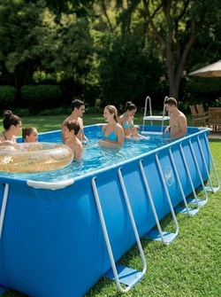 Р20-1642-С / Бассейн каркасный Swing pools 488х244х107см  / фильтр-насос, лестница, подстилка, тент, скиммер - фото 135745