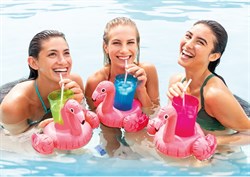 Надувной плавающий держатель напитков (подстаканник) Фламинго Intex 57500 (33х25 см, комплект 3 шт) - фото 88853