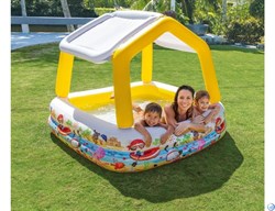 Детский надувной бассейн прямоугольный с навесом "Домик" Intex 57470 (157х157х122) - фото 98784