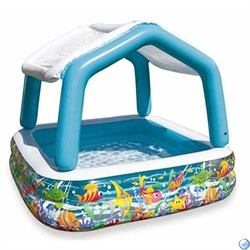 Детский надувной бассейн прямоугольный с навесом "Домик" Intex 57470 (157х157х122) - фото 98786