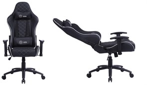 Кресло игровое Cactus CS-CHR-030BLS цвет: черно-серебристый, обивка: эко.кожа, крестовина: металл пластик черный