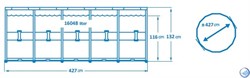Каркасный бассейн / 427х132см / Summer Waves P20-1452-S + песочный фильтр, лестница, тент, подстилка, скиммер, набор для чистки - фото 102459