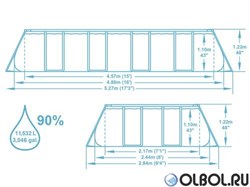Прямоугольный каркасный бассейн Bestway 56670 + насос, лестница, тент  (488х244х122) - фото 106460
