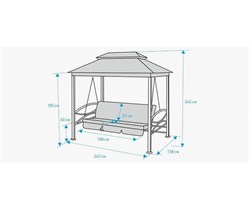 Качели-беседка Пальмира бежевый (труба 60мм) (245х149х133) - фото 122568