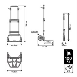 Тележка складная, алюминий, грузоподъёмность 100 кг - фото 123825