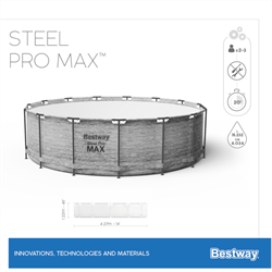 Bestway 5619D / Круглый каркасный бассейн Steel Pro MAX + насос фильтр, лестница, тент (4.27х1.22см) - фото 124259