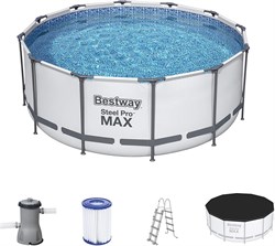 Каркасный бассейн Steel Pro MAX BestWay 56420 +фильт насос, лестница, тент (366х122см) - фото 126067