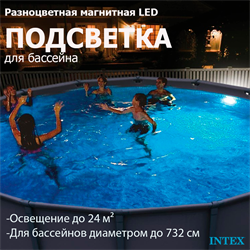 Intex 28698 / Подсветка магнитная для бассейна /  Разноцветная магнитная LED подсветка для бассейна - фото 129070