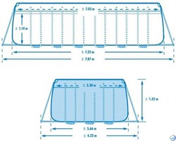 Intex 26364 / Каркасный бассейн / 732х366х132см / Ultra XTR Rectangular Frame+песочный фильр 7900 л/ч, лестница, тент, подстилка - фото 99166