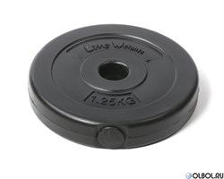 Диск пластиковый Lite Weights 1081LW 26мм 1,25кг, черный - фото 110789