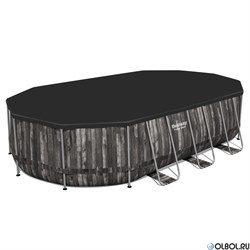 Каркасный бассейн на опорах Bestway 5611R + фильтр-насос, лестница, тент (610х366х122) - фото 112186
