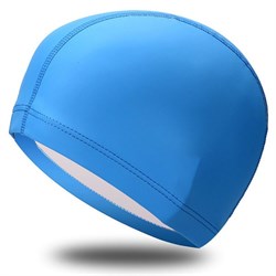 Шапочка для плавания ПУ одноцветная (Голубой) B31516-0 - фото 113879