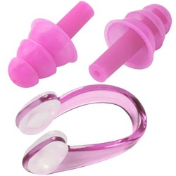 Комплект для плавания беруши и зажим для носа (розовые) C33423-2 - фото 113997