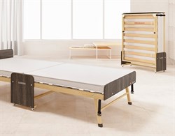 Раскладушка деревянная 200x90 см, на ламелях, нагрузка  150 кг, Основа сна MAX / цвет ОРЕХ - фото 114875