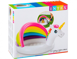 Надувной бассейн Единорог  Intex 57113 с надувным дном и навеcoм (127х102х69) - фото 115107
