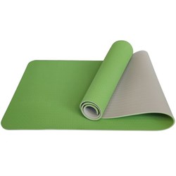 Коврик для йоги ТПЕ 183х61х0,6 см (зелено/серый) E33580 - фото 116044