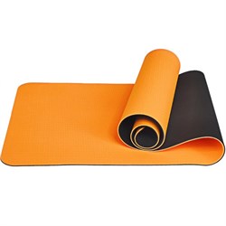 Коврик для йоги ТПЕ 183х61х0,6 см (оранжево/черный) E33581 - фото 116046