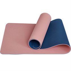 Коврик для йоги ТПЕ 183х61х0,6 см (розовый/синий) E33587 - фото 116049