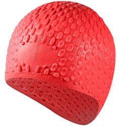 Шапочка для плавания силиконовая Bubble Cap (красная) B31519-3 - фото 118034