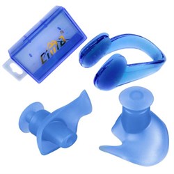 Комплект для плавания беруши и зажим для носа (синие) C33425-1 - фото 118044