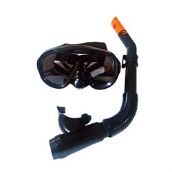 E39245-4 Набор для плавания юниорский маска+трубка (ПВХ) (черный ) - фото 118574