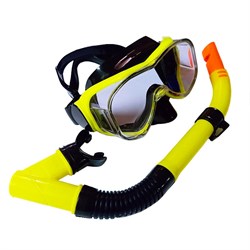 E39247-3 Набор для плавания взрослый маска+трубка (ПВХ) (желтый) - фото 118581