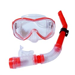 E39248-2 Набор для плавания взрослый маска+трубка (ПВХ) (красный) - фото 118584