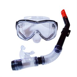 E39248-4 Набор для плавания взрослый маска+трубка (ПВХ) (черный) - фото 118586