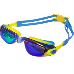 B31549-A Очки для плавания взрослые с зеркальными стёклами (желто/голубые) - фото 120718