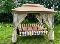 Беседка-качели Амаре бежевый (труба 60мм) (245х149х233) - фото 125174