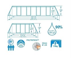 Прямоугольный каркасный бассейн Bestway 56671 + песочный фильтр-насос, лестница, тент  (488х244х122) - фото 131014