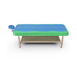 Массажный стационарный стол DFC NIRVANA, SUPERIOR2, дерев. ножки, 2 секции, цвет бирюз.с зелен. TS200 / 192х71х86 см - фото 133026