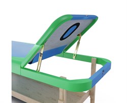 Массажный стационарный стол DFC NIRVANA, SUPERIOR2, дерев. ножки, 2 секции, цвет бирюз.с зелен. TS200 / 192х71х86 см - фото 133031