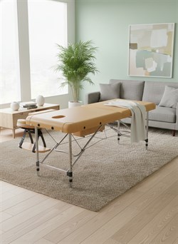 Массажный стол DFC NIRVANA, Elegant LUXE, 186х70х4 см, алюм. ножки, цвет горчичный (Mustard),  TS2010_M / 186х70х84 см - фото 133096