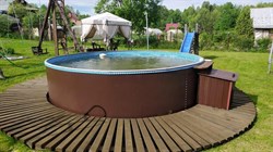 Морозоустойчивый бассейн Лагуна 2,5 х 1,25м- коричневый, пленка мрамор 0/4 мм / +скиммер - фото 133948