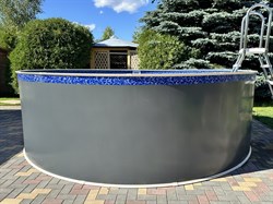 Морозоустойчивый бассейн Лагуна 2,5 х 1,25м- платина, пленка мрамор 0/4 мм / + скиммер, фильтр песочный, лестница, песок - фото 134055