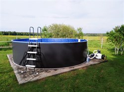 Морозоустойчивый бассейн Лагуна 2,5 х 1,25м- платина, пленка мрамор 0/4 мм / + скиммер, фильтр песочный, лестница, песок - фото 134058