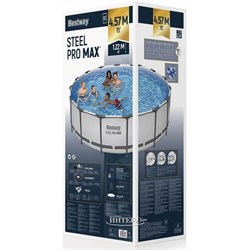 Бассейн каркасный  Steel Pro MAX BestWay 56438 + фильтр-насос, лестница, тент (457х122см) - фото 134134