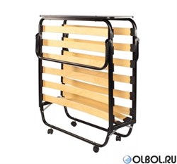 Раскладушка с матрасом ОТЕЛЬ Комфорт (200x90x43см) ВЕНГЕ, ОРЕХ, ДУБ - металл.  колеса - фото 134621