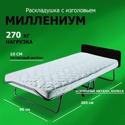Премиальная раскладушка с матрасом 200х90 см / раскладная кровать МИЛЛЕНИУМ / ВЕНГЕ - фото 134755