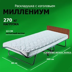 Премиальная раскладушка с матрасом 200х90 см / раскладная кровать МИЛЛЕНИУМ / ВЕНГЕ - фото 134761