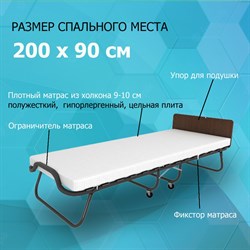 Раскладушка с матрасом Элеонора ПРЕМИУМ 90х200 см (дуб) - фото 135063
