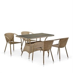 Комплект мебели из иск. ротанга T198D/Y137B-W56 Light Brown (4+1) - фото 136384